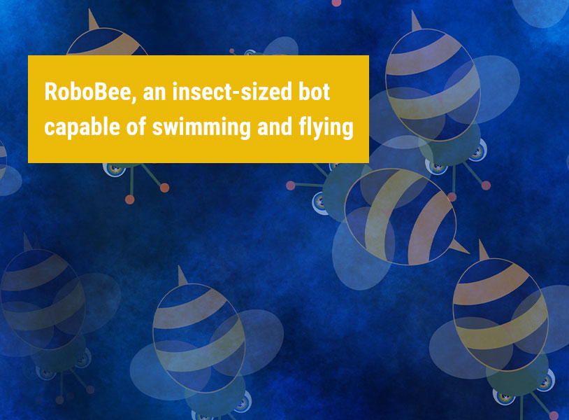 RoboBee, an insect-sized bot capable of swimming and flying